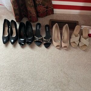 Lot of women’s shoes heels size 8. Used condition but very good condition.